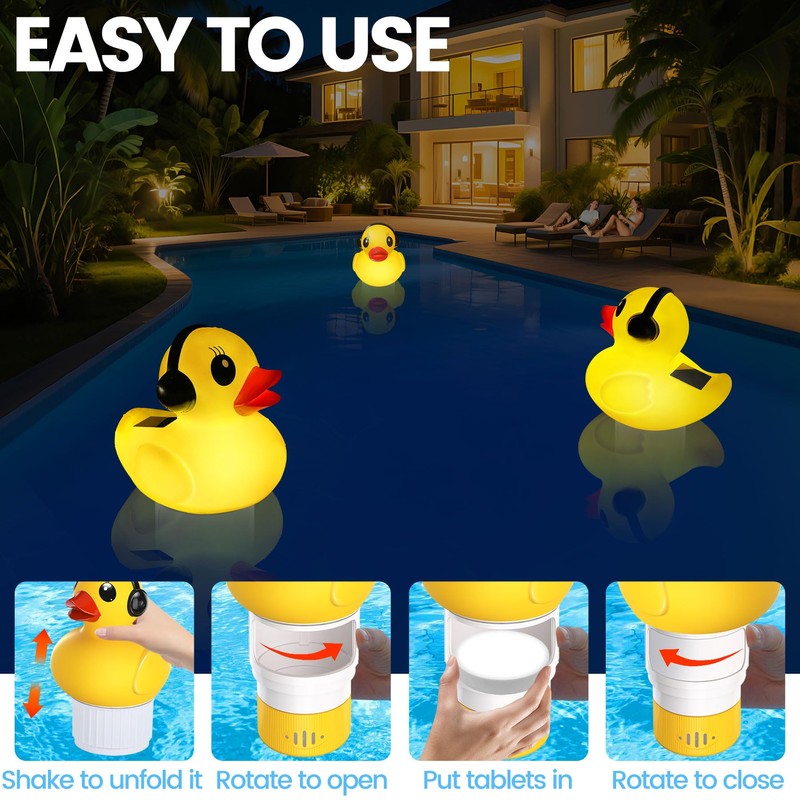KingSom 2025 Upgraded Pool Chlorine Floater, Duck chlorine Floaters with