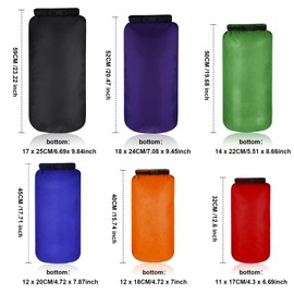 Set of 6 Waterproof Dry Bag Set, Lightweight Airtight Pack Sack Set, 20 L, 15 L, 10 L, 8 L, 5 L, 3 L Dry Bag and Long Adjustable Shoulder Strap for Kayaking, multicoloured, /
