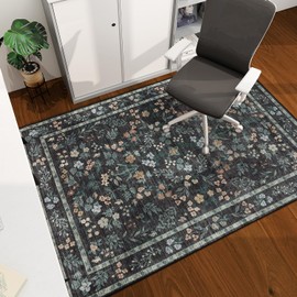 chakme Office Chair Mat for Hardwood Floor, 60"x45" Easy Glide Computer Desk Mat Protector for Rolling Chair Under Desk Rug Nonslip Backing, Machine Wash, (Floral)