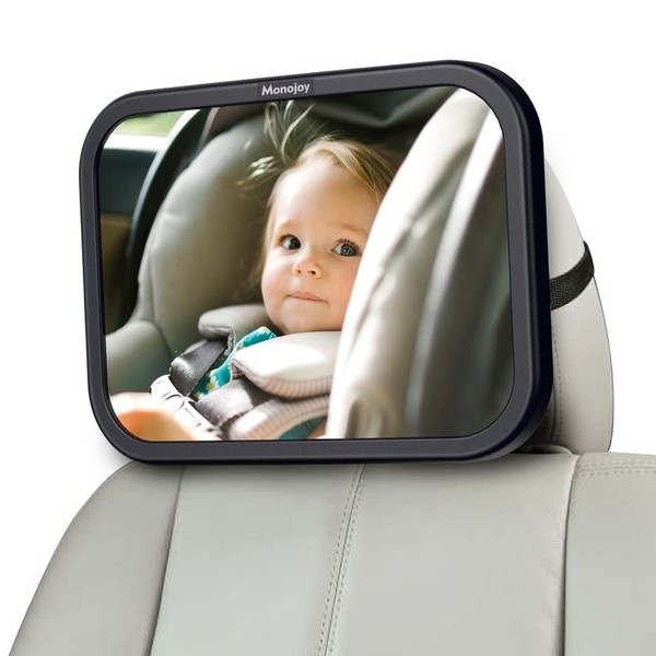 MONOJOY Baby Car Mirror for Back Seat, Baby Car Seat Mirror, Safety Crystal Clear view, Shatterproof Baby Rear View Mirror to See Rear Facing Infants,babies, Kids and Child