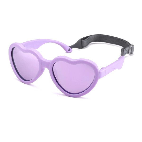Flexible Heart Shaped Baby Polarized Sunglasses with Strap Adjustable Toddler