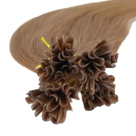 Pre-bonded Hair Extensions Human Hair Silky Straight Keratin Hair Bundle 16,18,20inch 100gm 6a Grade (20", 27#-Dark Blonde)