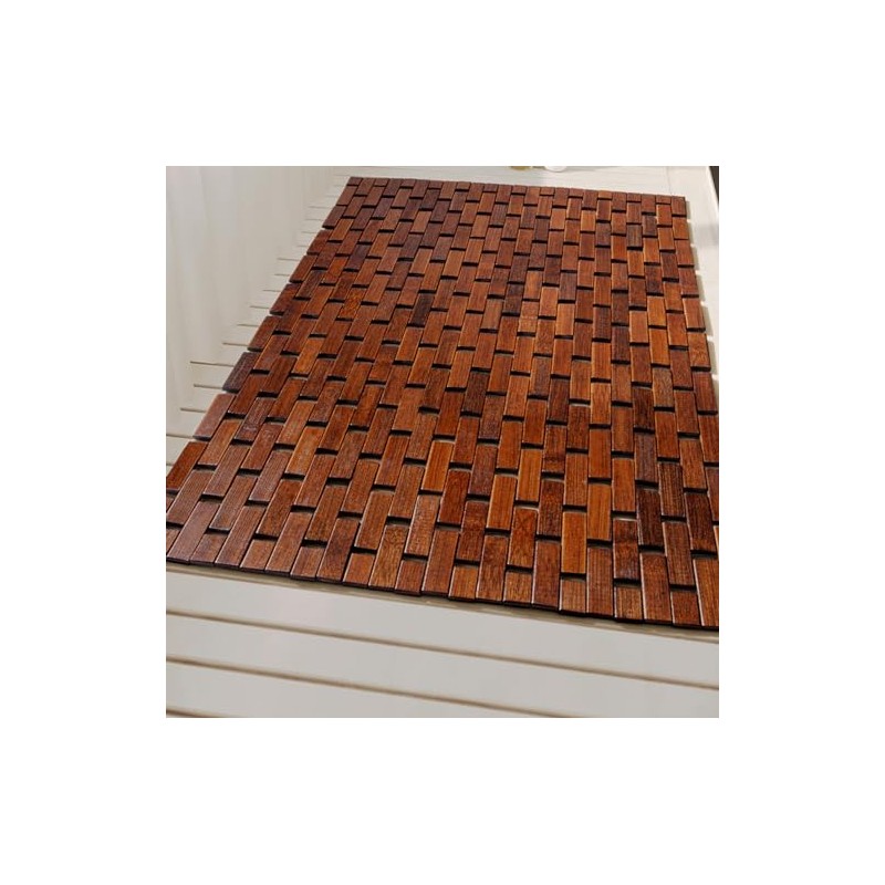 Liveinu Bath Mat for Luxury Shower, Non-Slip Bamboo Sturdy Waterproof