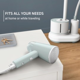 Rowenta Mini Travel Steamer for Clothes, Portable Handheld Steamer with 2.3 Oz Tank, Foldable, 1100 Watts, Ironing, Travel Essentials, Green, DR1014