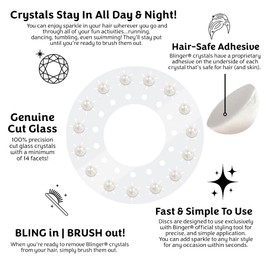 blinger Crystal Refill Pack | 5 Discs - 75 Precision-Cut Glass Crystals | Styling Tool not included | Ivory Cream Pearls 7 mm