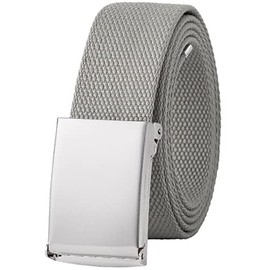 Canvas Web Belt Fully Adjustable Cut to Fit Golf Belt Flip Top Silver Buckle - Light Grey