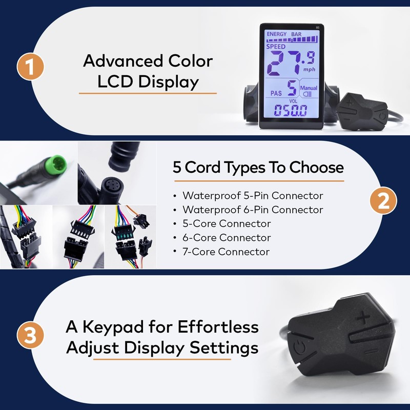 Mcezdy Ebike Display M5, UART No. 2 Protocol, 24V-60V Aluminum