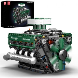 Mould King 10182 V8 Engine Model Kit - Build Your Own V8 Tank Engine Building Block with Battery Box, DIY Collectable 8-Cylinder Combustion Engine Model Toys for Kids/Adult 14+Years (2250+PCS)