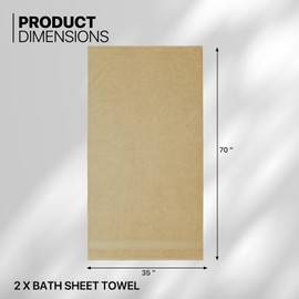 MoNiBloom 2-Piece 100% Cotton Bath Sheet Set for Bathroom Home Hotel Spa Gym Yoga Shower Highly Absorbent Ultra Soft Quick-Dry (Khaki)