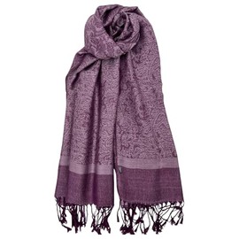Pashmina Shawl Wrap for Women Soft Lightweight Multi-Purpose Scarf for Weddings, Parties & Casual Wear (Jacquard Mauve Purple - PL1861)