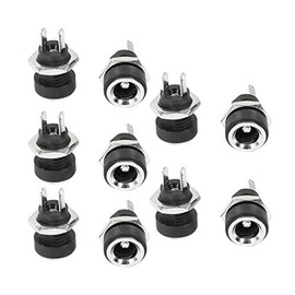 Sourcingmap 10Pcs 5.5mm x 2.1mm DC Power Jack Socket Female Panel Mount Connector Black