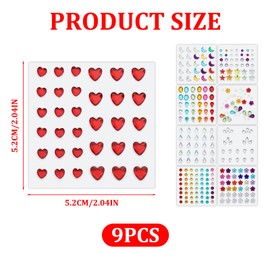 Nadiaen Face Gems,9 Sheets Face Jewels,Face Gems for Festivals Festival Face Gems Stick on Face Gems Face Stickers Festival Suitable for Makeup,Nail Craft Jewelry DIY Decorative Diamond Stickers