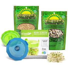 Masontops Bean Screen Sprouts Growing Kit - Sprouting Lids & Sprout Mixes Microgreens Growing Kit - Sprouting Kit Wide Mouth Mason Jar Strainer Lid