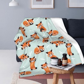Red Panda Bamboo Throw Blanket Soft Bed Blankets Lightweight Cozy Plush Flannel Fleece Blanket for Sofa Couch Bedroom 60"X50"