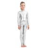 Girls Shiny Metallic Long Sleeve Unitard Spandex One Piece Wet