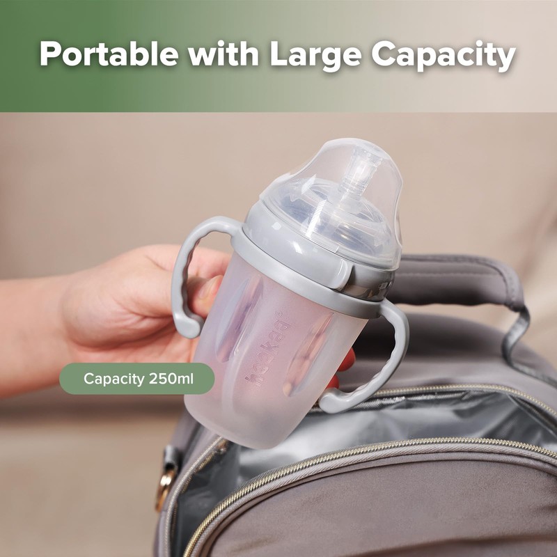 haakaa Weighted Straw Sippy Cup for 6+ Month Old, Silicone