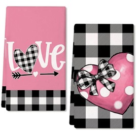 Valentines Day Decorations Kitchen Towels, 4Pcs Pink 24*15.7In Valentine Dish Towels With Love Heart Patterns Valentine Hand Towels Valentine's Day Towels Table Decor For Indoor Home Kitchen Decor
