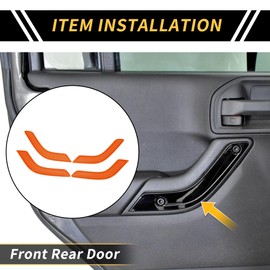 REPAIROCK 1 Set Front Rear Door Handle Panel Bezel Cover Trims for Jeep Wrangler JK JLU Interior Door Handle Bezel Cover Decor Trim ABS Orange