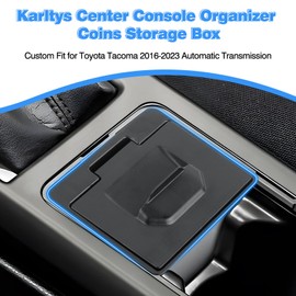 Karltys Center Console Coin Box Organizer with Coin Slot, ABS Material Car Coin Holder for Toyota Tacoma 2016-2023 Interior Accessories, Piggy Bank Gear Shift Organizer