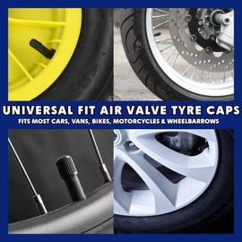 8 pcs Tyre Valve Caps, Plastic Car Tire Stem Dust Covers for Car, Motorbike, Trucks, Bike, Bicycle, Wheelbarrow, Van - Black