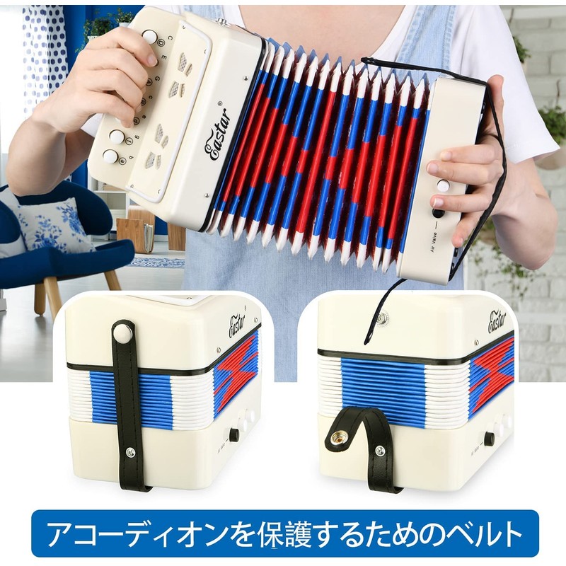 Eastar Piano Accordion 10 Keys Beginner Set, Musical Instrument, White