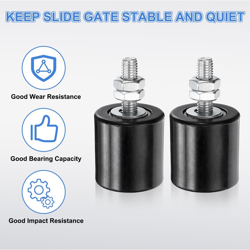 uxcell 4Pcs Slide Gate Guide Roller, 1.7" Nylon Rollers Gate