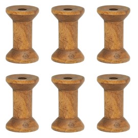 YELARXI Wooden Empty Spools Unfinished Wood Thread Spools, 2"x1.2" Fit for Embroidery and Sewing Machines Crafts Wire Weaving Bobbins (6Pcs, Brown)