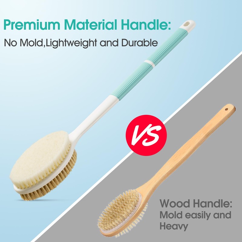 Backski Back Scrubber Anti Slip for Shower,Back Brush Long Handle