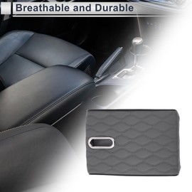 X AUTOHAUX Car Center Console Cover Car Armrest Cover Multifunctional 12.60"x8.66"x1.97" Gray Napa Leather Water Ripple Pattern