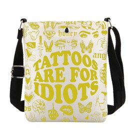MAOFAED Tattoo Artist Gift, Tattoo Lover Gift, Funny Tattoos Gift, Tattoos Are for Idiots Crossbody Bag (tattoo for idiot)