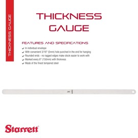 Starrett Tempered Steel Thickness Gage or Feeler Stock with Rounded Ends - Ideal for Carpenters and Home Improvement - .015" Thickness, 12" Length - 667-15