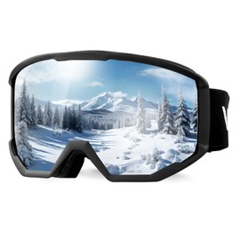 VEVOR Ski Goggles, Cylindrical Lens with Ice Blue Revo Coating, OTG Anti fog Snow Goggles for Men Women Youth, TPU Frame & Ventilation Structure, Suitable for Skiing, Skating, Snowboarding, Cycling