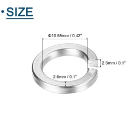 sourcing map M10 Split Lock Washer, 100Pcs 304 Stainless Steel Spring Lock Washers Metal Split Ring Washer for Screw Bolts Machinery