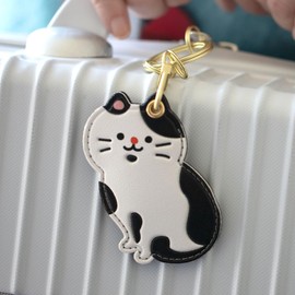 U-PICK Cat Key Holder, Coin Type, Edy (QUICPAY Coin), PU Leather Key Chain, 500 Yen Coin Storage Cover, Airtag Protective Case, Cute Animal Key Chain Strap, Cat G