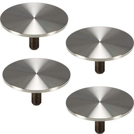 Gedotec Glass Plate Adapter Stainless Steel Glass Mounting Plate with M10 Thread for Table Legs and Table Feet Diameter 60 mm - H10752 | Matte Brushed Stainless Steel | Pack of 4 - Design Table Top Attachment Round