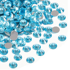 12 Grids Blue Resin Flat-Back Nail Rhinestones 2mm-6mm Assorted Sizes - Shiny Nail Art Gems for DIY Manicure, Salon Professional Nail Decorations for Girls Woman Nail Salon Supplies
