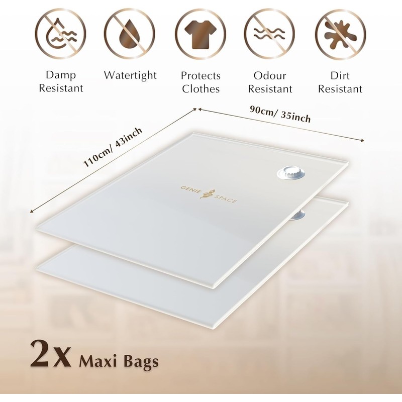GENIE SPACE - Incredibly Strong Premium Space Saving Vacuum Bags