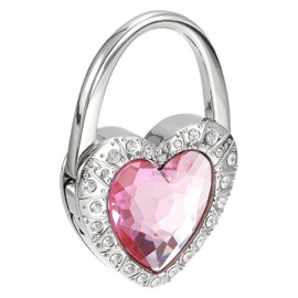 sourcing map Foldable Purse Hook, 2.76"x1.77"(LxW) Metal Portable Handbag Hanger Holder for Table Bag Storage Folding Decoration, Pink