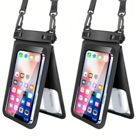 SSKHE 2 Pack Waterproof Phone Pouch,Double Capacity Waterproof Phone Pouch,Separated For Vacation Beach Swimming Black