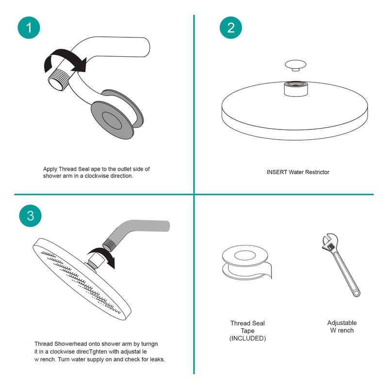 AULEEND 8 Inch Round Rain Shower head, High Flow Stainless