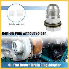 REPAIROCK 10AN-M18x1.5 Turbo Oil Pan Return Drain Plug Adapter Oil Pan Return Drain Plug Fit W/Bolt Sea O-Ring Rust Resistance Metal Steel Bolt on Type Silver Tone Auto Replacement Parts