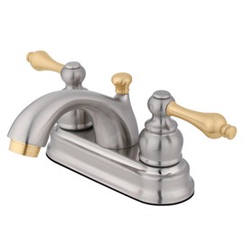 Kingston Brass KB2609AL Vintage 4-Inch Centerset Lavatory Faucet with Metal Lever Handle, Brushed Nickel and Polished Brass