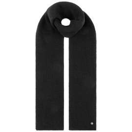 LIERYS Plain Merino Knitted Scarf One Size Women / Men (Approx. 180 cm x 30 cm) – Blue Scarf Made from 100% Merino Wool – Made in Germany – Autumn/Winter, black