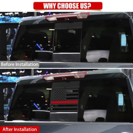 FUTLU USA Flag Decal for Truck Back Window,Car Decal and Sticker,Rear Middle Window American Decal for Pickup Truck,Truck Back Window Decals for Chevy Silverado/GMC Sierra 2019-2022(Black&Red-TZ24)