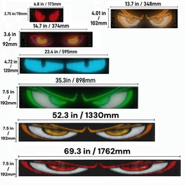 2PCS 2.75"x6.8" Devil Eyes Light Sign for Cars, Led Eyes Animated for Car Truck Windshield, DIY Dynamic Programmable Led Windshield Eyes with App Control for Windows of Cars SUVs Small Medium Trucks