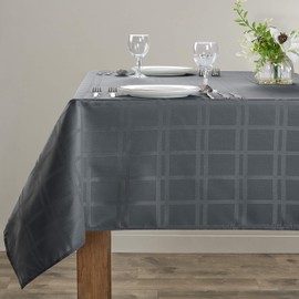 Home Beyond & HB design - Jacquard Plaid Rectangular Polyester Tablecloth, Wrinkle Resistant Waterproof Spillproof Table Cover Protector (52 x 70 Inch, Drak Grey)