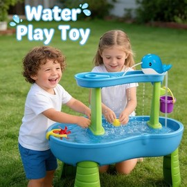 Water Table Pump - Whale Rechargeable Water Pump for Water Table Accessories - Battery Powered Water Pump Continuous Flow 3 Hours Non-Stop Fun - Summer Outdoor Water Toys (Blue)