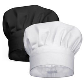 Frdelma Chef's Hats, Pack of 2 Unisex Chef Hats, 22 cm, Adjustable Chef's Hat, Cotton Chef's Hats for Kitchen, Housework, Restaurant, Catering, Cooking Party (Black + White)