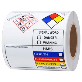 Hybsk Chemical Safety Labels for SDS NFPA HMIS OSHA | 4x3 inches MSDS Stickers with GHS Pictograms | HMIS & Hazard Compliant 100pcs Stickers
