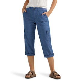 Lee Women's Ultra Lux Comfort with Flex-to-Go Cargo Capri Pant, Chambray